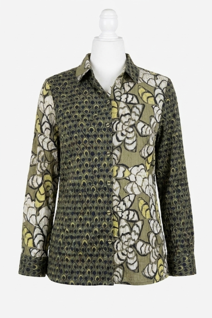 NEW HABITAT rustling leaves shaped shirt in olive